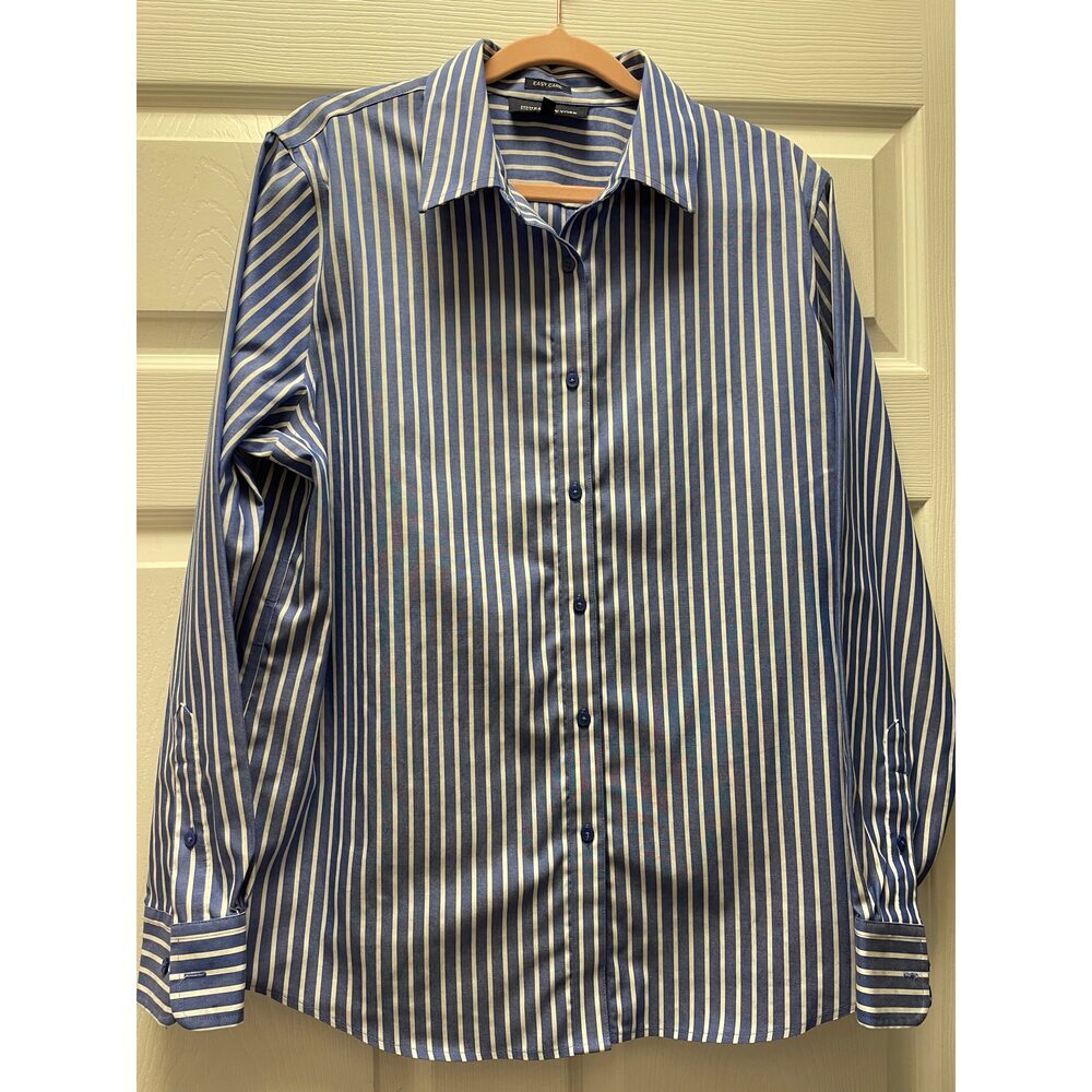 Jones New York Button Up Striped Shirt Sz L